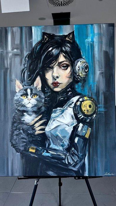 Mrs.Cilinder - Cyber Whiskers, Antiek en Kunst, Kunst | Schilderijen | Modern