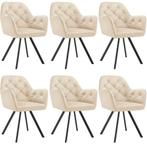 Fluwelen draaistoel Lucia, gestoffeerd - crème, Set van 6, Huis en Inrichting, Stoelen, Verzenden, Nieuw