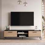 [en.casa] TV-meubel Lempäälä 39x160x35 cm eiken en zwart, Huis en Inrichting, Kasten | Televisiemeubels, Verzenden, Nieuw
