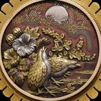 Broche Japanse shakudo 18 karaats goud broche met