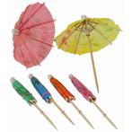 Papieren paraplu - kleurenmix - 17cm - 144 stuks, Verzenden, Nieuw in verpakking
