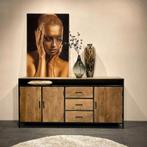 Dressoir ‘Sturdy’ – Mangohout/Zwart | 180 cm, Ophalen, Nieuw