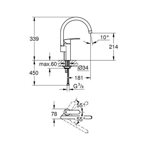 Grohe Keukenkraan Wave Cosmopolitan Hoge Uitloop Chroom, Doe-het-zelf en Verbouw, Sanitair, Ophalen of Verzenden