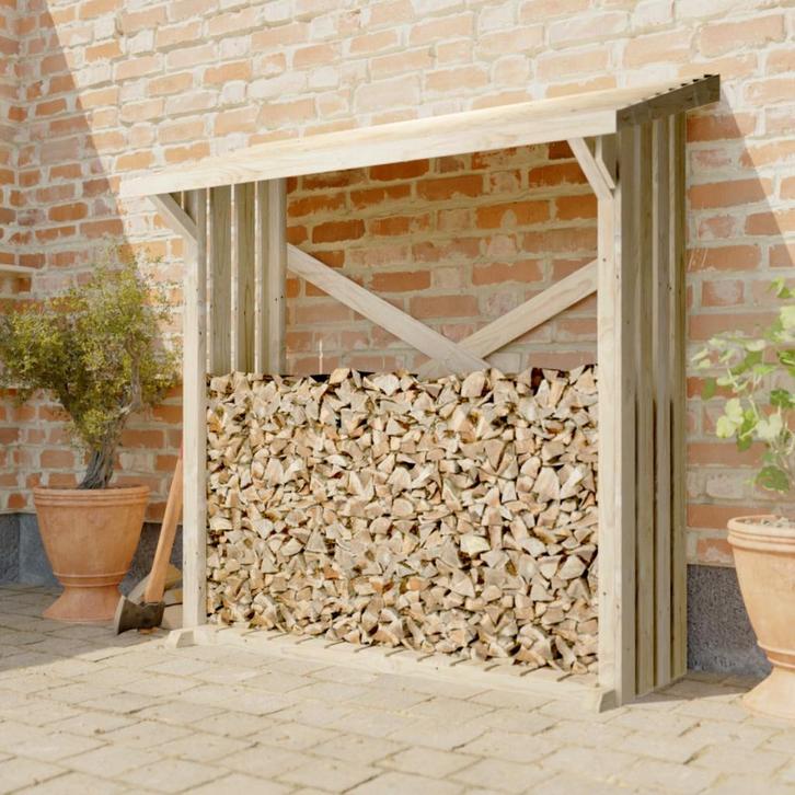 Haardhout Berging Grenen Hout 180 cm, Tuin en Terras, Haardhout, Elzenhout, Verzenden