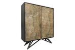 Highboard MONTAIN SOUL 120cm acacia naturel steen look zwart, Ophalen of Verzenden, Nieuw