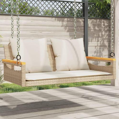 vidaXL Schommelbank met kussens 109x62x40 cm poly rattan, Tuin en Terras, Tuinbanken, Nieuw, Rotan, Verzenden