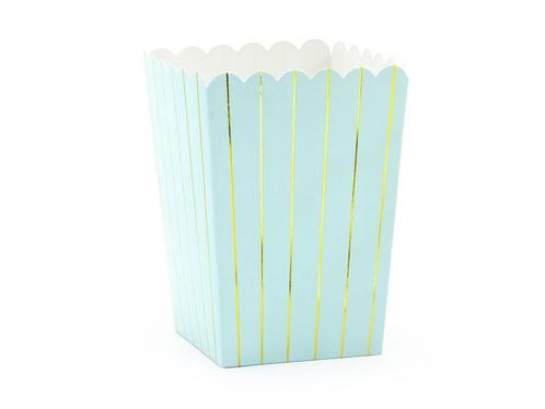 Mint Groene Popcorn Bakjes Goud Gestreept 12,5cm 6st, Hobby en Vrije tijd, Feestartikelen, Nieuw, Verzenden