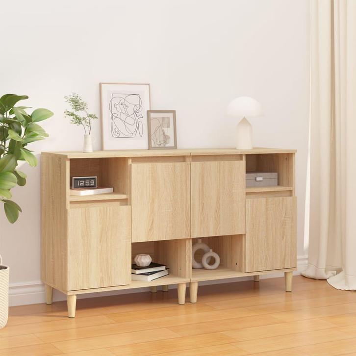 vidaXL Dressoirs 2 st 60x35x70 cm bewerkt hout sonoma, Huis en Inrichting, Kasten | Dressoirs, 25 tot 50 cm, Nieuw, 50 tot 100 cm