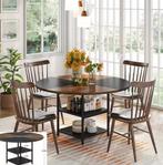Ronde Eettafel 120 cm – Rustiek Wit & Bruin voor 4–6 Pers, Huis en Inrichting, Tafels | Eettafels, Verzenden, Nieuw
