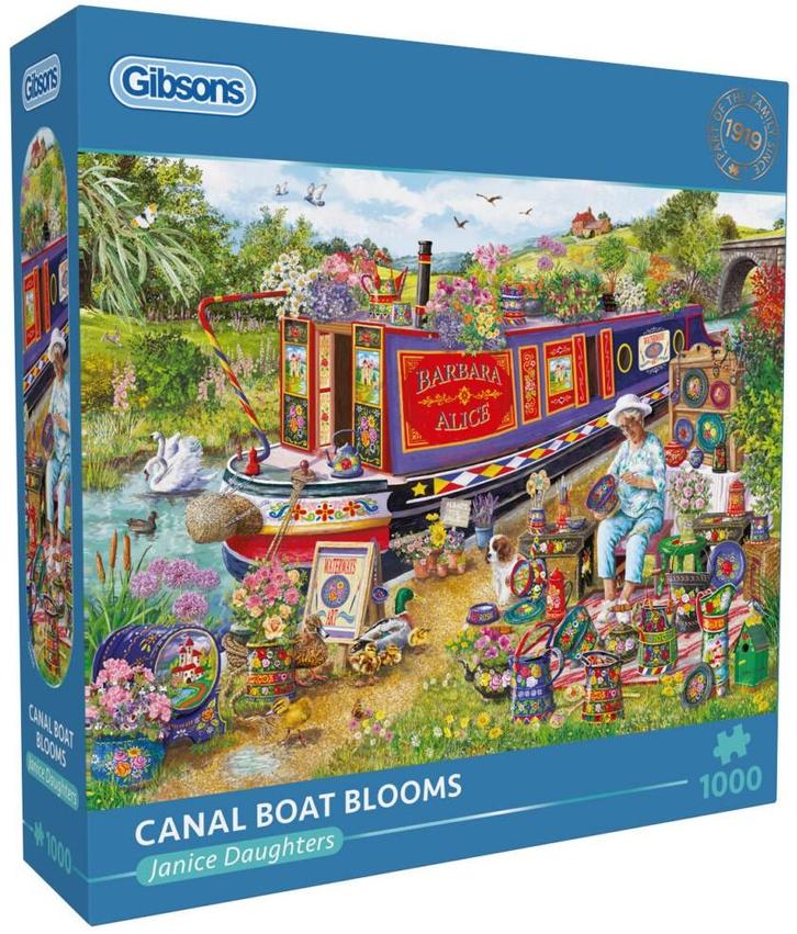 Janice Daughters - Canal Boat Blooms Puzzel (1000 stukjes) |, Hobby en Vrije tijd, Denksport en Puzzels, Nieuw, Verzenden