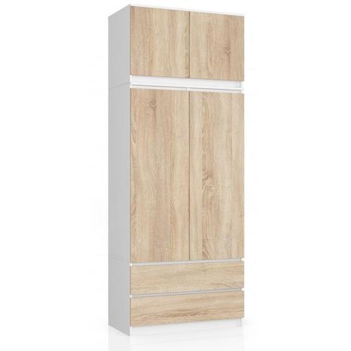 Kledingkast wit eiken XL  2 lades Wit Licht Eiken, Huis en Inrichting, Kasten | Kledingkasten, 50 tot 75 cm, Met lade(s), Nieuw