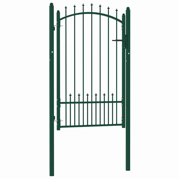 vidaXL Poort met speerpunten 100x150 cm staal groen, Tuin en Terras, Tuinpoorten, Nieuw, Verzenden