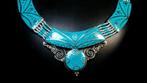 Unieke turkooisketting Vintage handgemaakt - Hoogte: 45 cm -, Antiek en Kunst