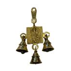 Muurhanger Chime Om Symbool Ganesh met 3 Klokken - Messing, Nieuw