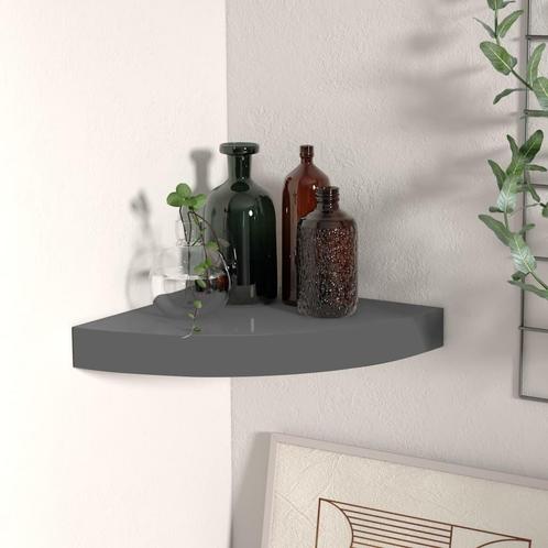 vidaXL Hoekschap zwevend 25x25x3,8 cm MDF hoogglans grijs, Huis en Inrichting, Woonaccessoires | Wandplanken en Boekenplanken
