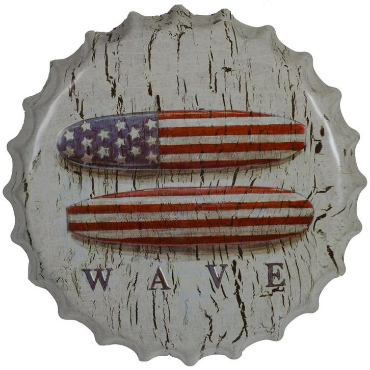 Bierdop/kroonkurk Surfboards Wave NIEUW, Huis en Inrichting, Woonaccessoires | Tekstborden en Spreuken, Nieuw, Ophalen of Verzenden