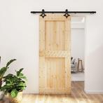 vidaXL Schuifdeur met beslag 85x210 cm massief grenenhout, Doe-het-zelf en Verbouw, Deuren en Horren, Verzenden, Nieuw