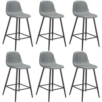 Barkruk Willow met rugleuning, gestoffeerd - Set van 6 beschikbaar voor biedingen