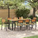 vidaXL 5-delige Tuin Eettafel Set van Massief Acaciahout en, Tuin en Terras, Tuintafels, Verzenden, Nieuw, Aluminium