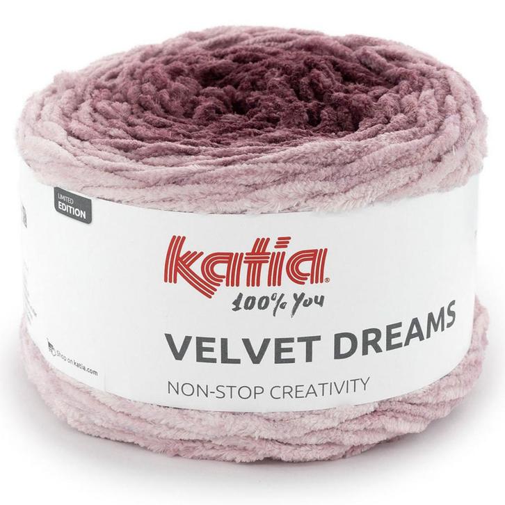 Katia Velvet Dreams - 104 Pruim - Chenille Garencake met K, Hobby en Vrije tijd, Breien en Haken, Ophalen of Verzenden