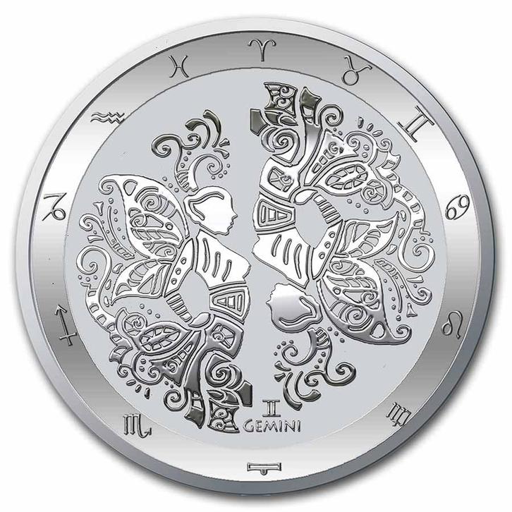 Tokelau Zodiac series - Gemini 1 oz 2021, Postzegels en Munten, Munten | Oceanië, Losse munt, Zilver, Verzenden
