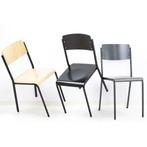 Gebruikte houten Gispen TM Ibu leerlingvintage schoolstoelen, Huis en Inrichting, Stoelen, Gebruikt, Zwart, Vintage retro hout stoel
