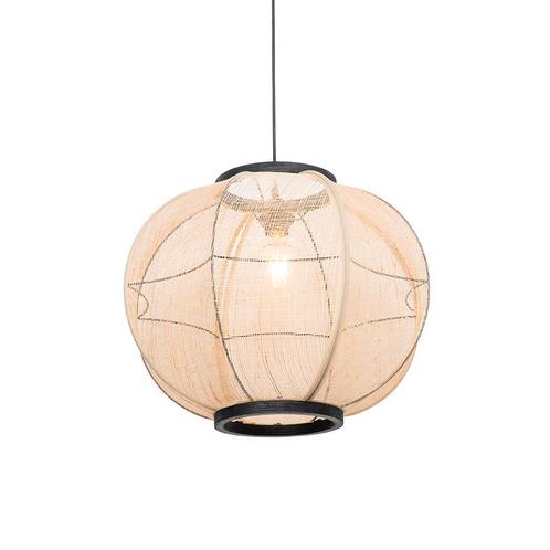 Oosterse hanglamp bruin stof 48 cm - Rob, Huis en Inrichting, Lampen | Hanglampen, Nieuw, Overige materialen, 75 cm of meer