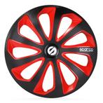 4-Delige Sparco Wieldoppen  Sicilia 13-inch zwart/rood/carbo, Auto diversen, Wieldoppen, Verzenden, Nieuw