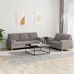 vidaXL 2-delige Loungeset met kussens stof taupe, Huis en Inrichting, Verzenden, 150 tot 200 cm, Nieuw, Stof