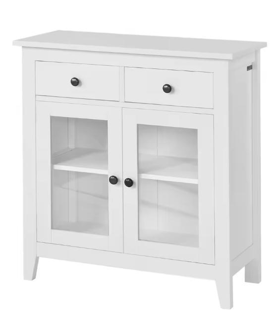 Wit Dressoir met Lades en Glazen Deuren – 80 cm Breed, Huis en Inrichting, Keuken | Keukenelementen, Nieuw, Verzenden