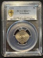 Koningin Wilhelmina 5 cent 1936 MS67+ PCGS gecertificeerd, Verzenden, Koningin Wilhelmina, 5 cent, Losse munt