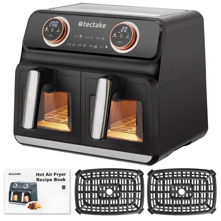 Airfryer Samurai, 2 kookruimtes, 7 programma's, 2400W - zwar, Witgoed en Apparatuur, Frituurpannen, Verzenden