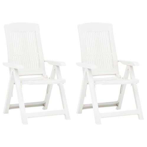 vidaXL Tuinstoelen 2 st verstelbaar kunststof wit, Tuin en Terras, Tuinstoelen, Nieuw, Kunststof, Verzenden