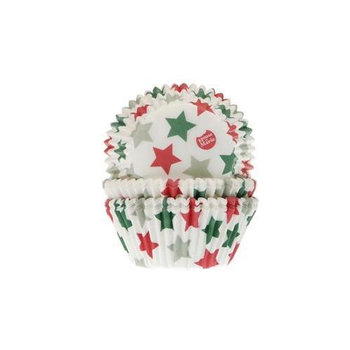 Cupcake Cups HoM Kerst Sterren 50x33mm. 50st., Hobby en Vrije tijd, Taarten en Cupcakes maken, Nieuw, Verzenden