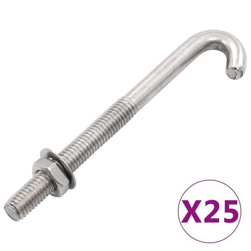 vidaXL Verankerde J-bout met moer en sluitring 25 sets, Tuin en Terras, Tuinhekken en Hekwerk, Nieuw, Verzenden