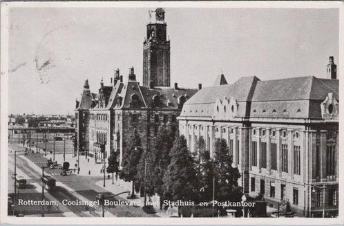 ROTTERDAM - Coolsingel Boulevard met Stadhuis en Postkantoor, Verzamelen, Ansichtkaarten | Nederland, Verzenden