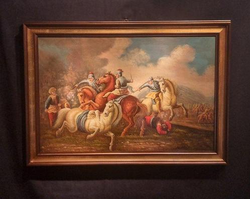 Franse school (XX) - Grande scena di battaglia a cavallo -, Antiek en Kunst, Kunst | Schilderijen | Klassiek