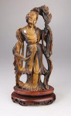 Statue Pierre Dure Tiger Eye Oeil de Tigre Kwanyin Lady