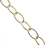 Gouden schakelketting met Amethist, Aquamarijn en Citrien., Gebruikt, Overige kleuren, Ophalen of Verzenden, Met edelsteen