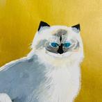 Zilver Tabby - houtsnede -  Okumura Togyu (1889–1990), Antiek en Kunst