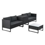 Loungeset / Tuinset Santorini - Polyrotan - Modulair - Zwart, Verzenden, Nieuw