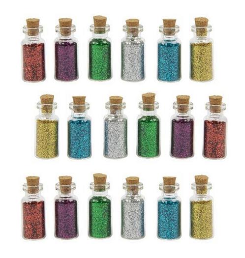 Set van 18 mini flesjes met decoglitters (type 1), Doe-het-zelf en Verbouw, Gereedschap | Handgereedschap, Nieuw, Ophalen of Verzenden