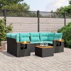 vidaXL 7-delige Loungeset met kussens poly rattan zwart, Tuin en Terras, Tuinsets en Loungesets, Verzenden, Nieuw, Rotan, Loungeset
