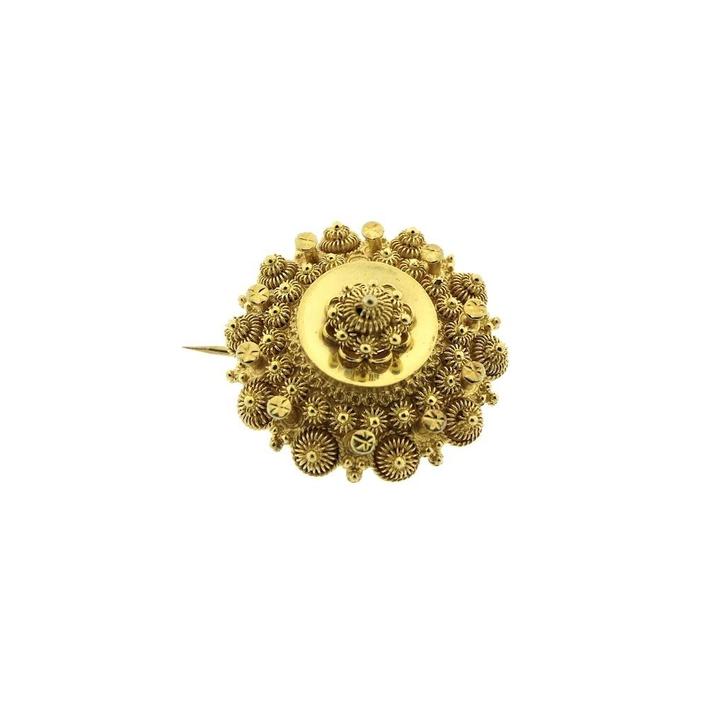 Vintage gouden broche met Zeeuwse knopen, Sieraden, Tassen en Uiterlijk, Broches, Overige kleuren, Gebruikt, Goud, Ophalen of Verzenden