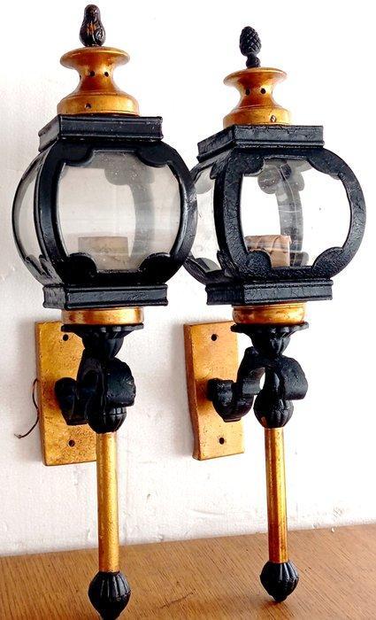 Wandlamp - Metaal en glas - wandlampen, Antiek en Kunst, Curiosa en Brocante