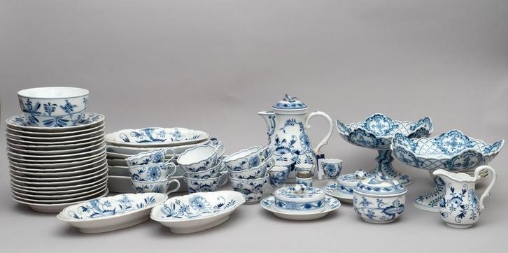 6-delig serviesdeel Huttensteinach decor Zwiebelmuster, Antiek en Kunst, Antiek | Servies compleet
