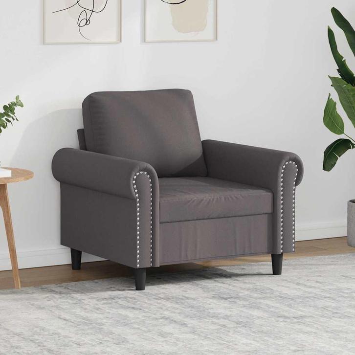 vidaXL Fauteuil 60 cm kunstleer grijs, Huis en Inrichting, Banken | Bankstellen, Nieuw, Minder dan 150 cm, Leer, Eenpersoons, Verzenden