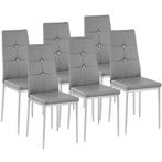 Eetkamerstoelen, kunstleer met strass steentjes - grijs, Set, Verzenden, Nieuw