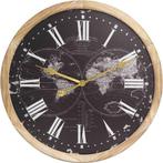 Wooden Wall Clock Black Worldmap Dia 60*4.5cm with Glass