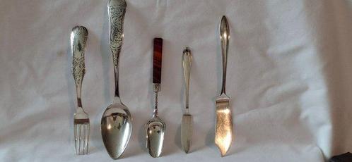 Bestekset (5) - Antiek Zilver Bestek, w.o. Biedermeier, 19e, Antiek en Kunst, Antiek | Goud en Zilver